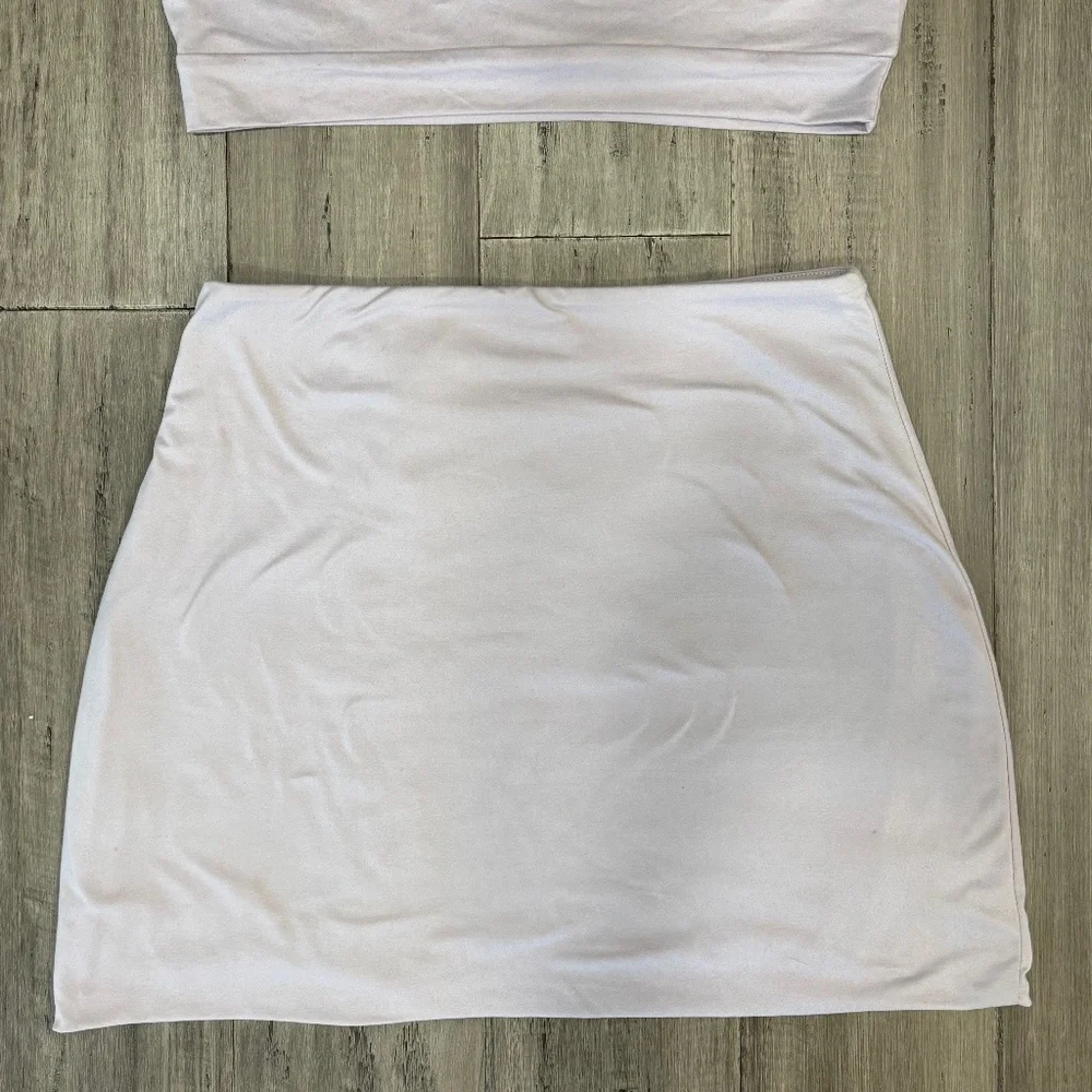 Lavender Lux LA Decorative Button Crop Top + Skirt Set (2/2) - Picture 2 of 3